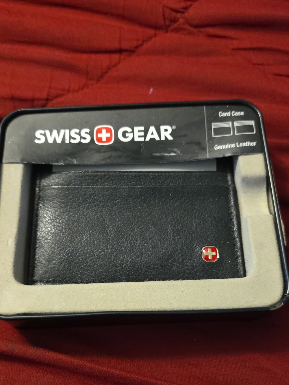 SwissGear Black Leather Card Case Wallet